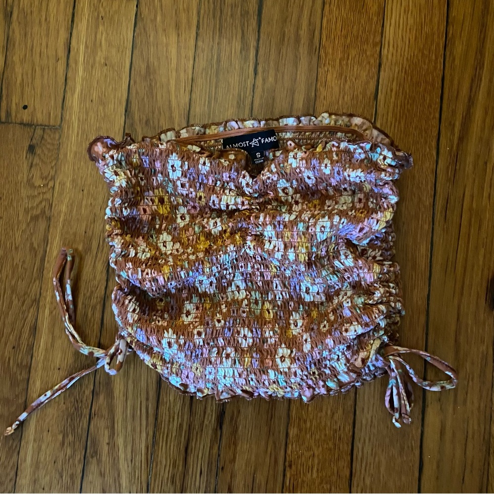 Y2K Scrunchy Floral Tube Top